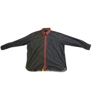 Paul Fredrick Men's 3XL Classic Fit Long Sleeve Button Down Shirt Red Collar